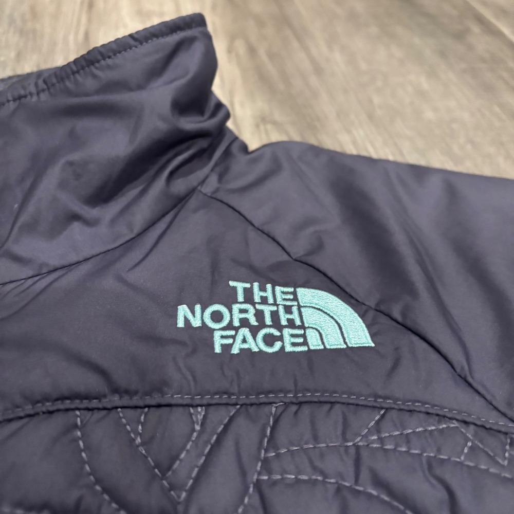 The North Face Womens Floral Quilted Insulated Jacket Gray Teal XS Full Zip - Picture 3 of 10